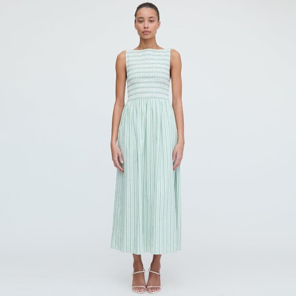 Hill House Home The Cosima Nap Dress - Apple Green Stripe Size XSApple Green Str - Picture 2 of 3